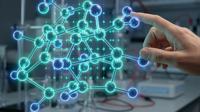 Vaccine development global health research laboratory with scientist studying molecular structure model advancing medical science improving worldwide well being and public health