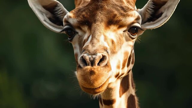 Young giraffe close up portrait animal mammal long neck close up portrait with soft natural light