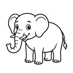 Cute Elephant Outline Illustration for Kids &ndash; Cartoon Animal Coloring Page