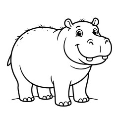 Fototapeta premium Cute Hippo Outline Illustration for Kids – Cartoon Animal Coloring Page