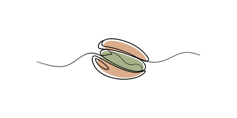 Obraz premium Cracked open coffee bean with lines on white background seed opened illustration line art drawing