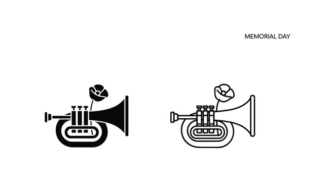 Memorial Day bugle icons vector