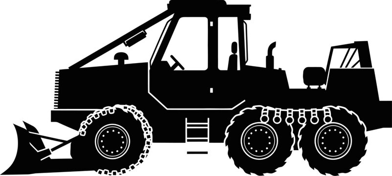 Forestry skidder tractor silhouette with blade