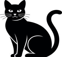 Black cat silhouette illustration with minimalist animal design and modern vector style © MDSOHAG