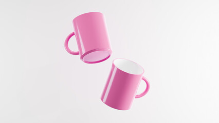 Double Ballet Slipper floating mugs on a White background. bright studio lighting © jayed