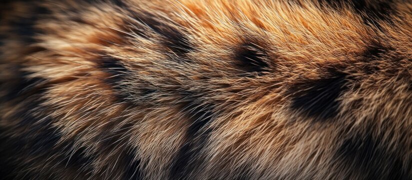 close-up of soft golden and black striped animal fur conveying warmth and cozy tactile texture