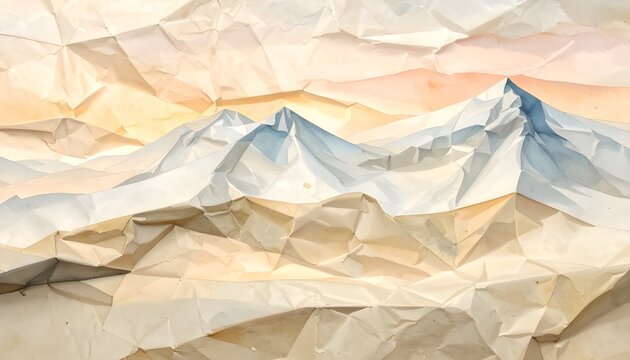 Fondo de monta&ntilde;as en acuarela sobre papel arrugado.