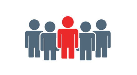Fototapeta premium Vector illustration graphic design of a unique red person standing out in a diverse group