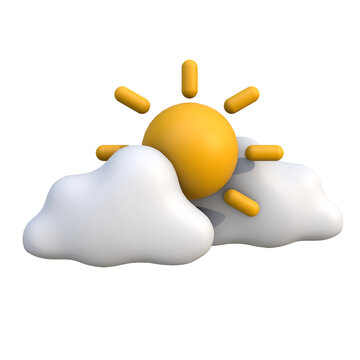Sunny weather forecast with fluffy white clouds indicating a clear and bright day, perfect for outdoor activities and enjoying the sunshine