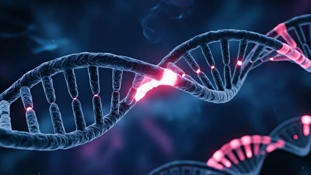 CRISPR Gene Editing Technology with Glowing DNA Mutation Sequence for Medical Research