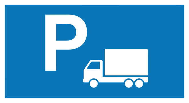 Vector graphic illustration of a blue parking sign for trucks and delivery vehicles