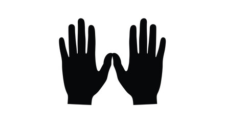 Obraz premium Black vector graphic illustration featuring two human hands with palms touching, creating a symbolic 'W' gesture.