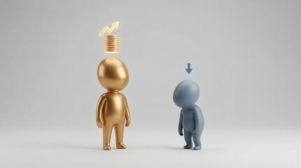 Gen Z & Millennial Financial Planning concept. A gold figure succeeds while a gray figure appears discouraged, symbolizing inequality.