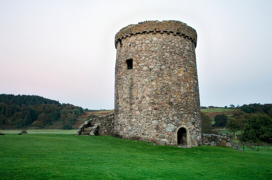 Orchardton Tower, an ancient fortified round tower house near Dalbeattie in the Dumfries and Galloway region of SW Scotland