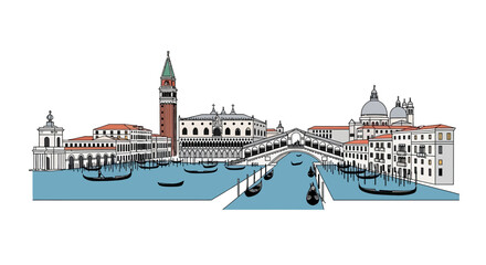 Venice Cityscape with Famous Landmark Tower. © Kopi