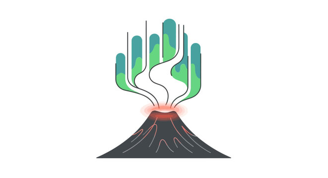 Volcano Erupting Green Smoke Emissions.
