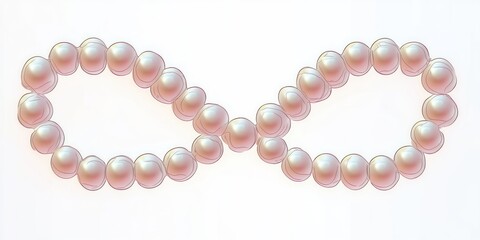 Obraz premium luminous pinkish pearl beads arranged in an infinity loop on a clean white background, evoking elegant timelessness and serene sophistication