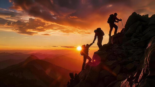 登山团队互助携手攀登企业文化
