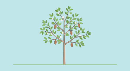 Obraz premium Tree with green leaves and branches 6.