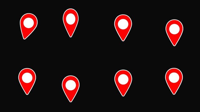 地図用の位置を示す赤マーカーピン・8パターンの動き方を