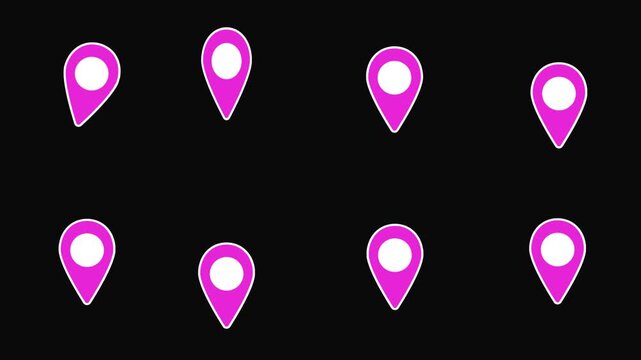 地図用の位置を示す紫マーカーピン・8パターンの動き方を