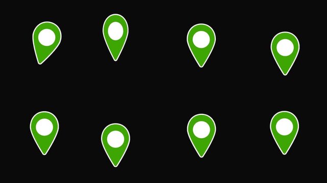 地図用の位置を示す緑マーカーピン・8パターンの動き方を