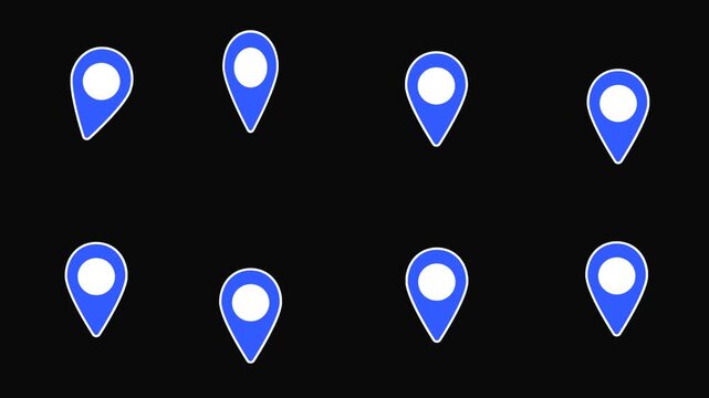 地図用の位置を示す青マーカーピン・8パターンの動き方を