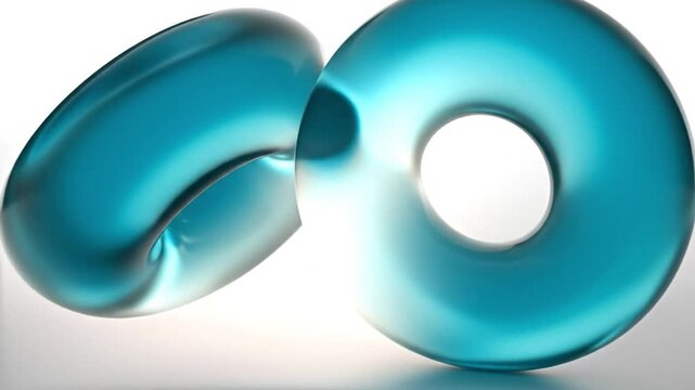 Teal Quantum Entanglement Visualization, 3D Metallic Interlocking Torus Knot for Data Security