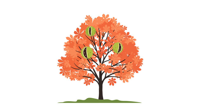 Vibrant Orange Tree with Green Leaves.