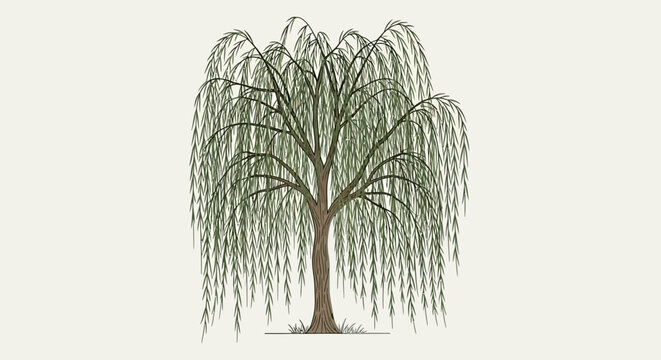 Weeping Willow Tree Green Leaves.