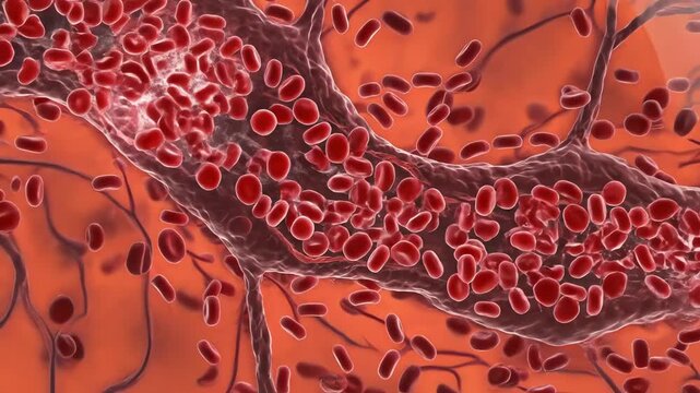 Tiny vessels in the retina are shown under elevated pressure, with less uniform flow and mild structural stress signals. The scene highlights how uncontrolled hypertension can affect vision