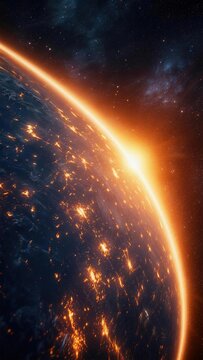 浩瀚天文星球地球天际线逆光
