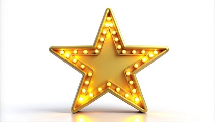 Obraz premium Glowing Golden Star Decoration with Lights.