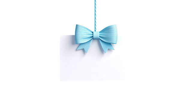 White Gift Box with Blue Bow Hanging.