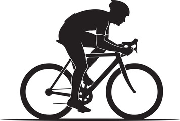Obraz premium Vector silhouette of cyclist riding bicycle
