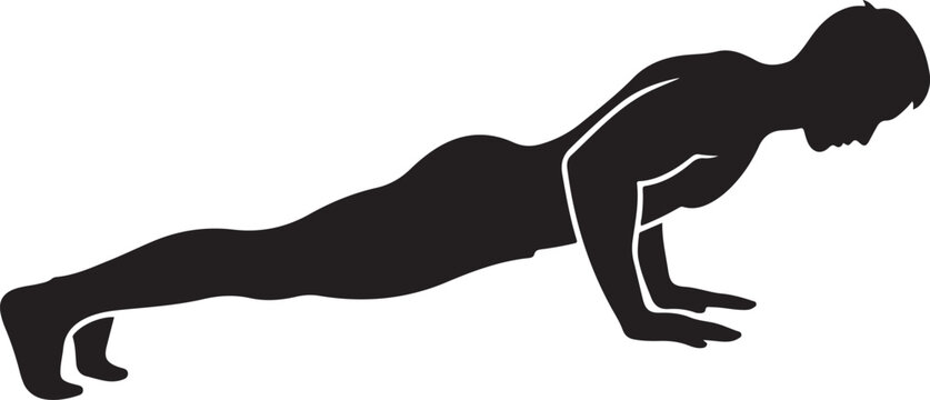 Vector silhouette of a man doing push-ups