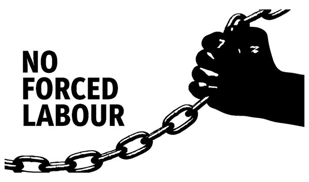 No forced labour symbol with hand breaking free from chains