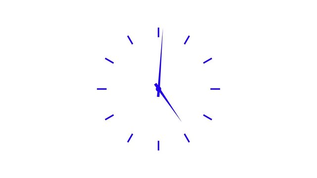 Clock icon with moving arrows . analog clock icon with moving arrows in seamless 12 hour loop on white background. Stopwatch animation.