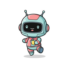 Fototapeta premium Robot Character Running Cartoon Vector