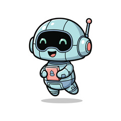 Obraz premium Robot Holding Book Business Icon