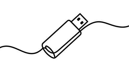 Obraz premium Minimalist USB Flash Drive: Modern Technology for Portable Digital Data Storage and Device Connectivity in Vector Illustration Line Art