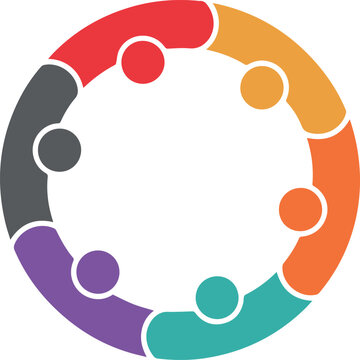Volunteer figures forming a community support circle