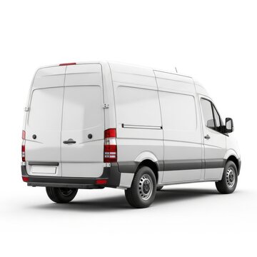 White commercial van parked against a plain background for delivery services