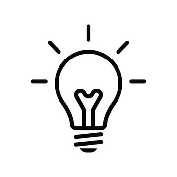 Light bulb idea flat line art icon, innovation and creativity symbol