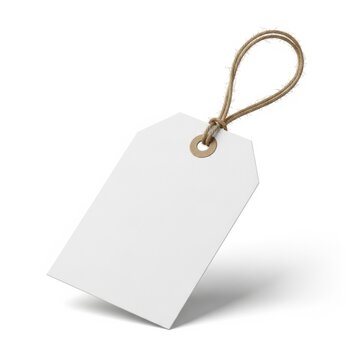 Empty tag attached with a string on a white background