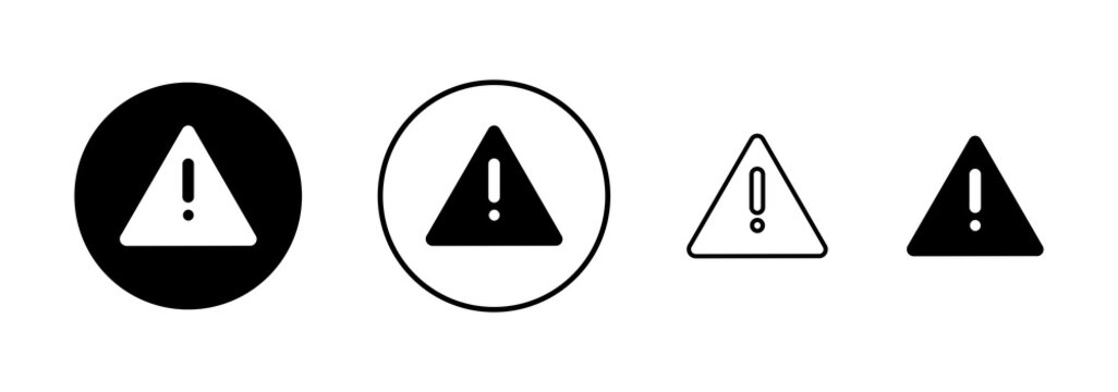 Risk icon set. Warning signs or symbols, Icons for web and mobile.
