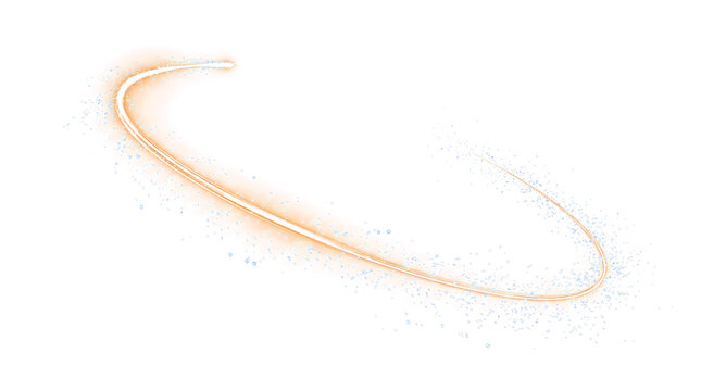 Thin silver light streak sweeping across darkness isolated on transparent background