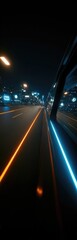 Obraz premium Futuristic City Night Drive with Neon Light Trails.