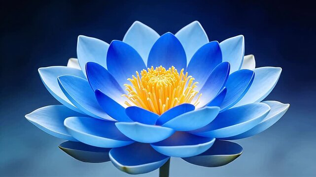 Blue lotus flower with yellow center
