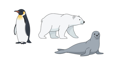 Penguin standing next to polar bear. © Dafid